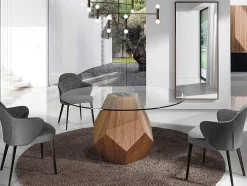 Mesa De Jantar Em Madeira De Nogueira E Vidro 1093