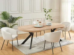 Mesa De Jantar Extensivel 4 A 8 Lugares Em Mdf E Aco Natural E Preto - Komoni
