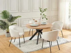 Mesa De Jantar Extensivel 4 A 8 Lugares Em Mdf E Aco Natural E Preto - Komoni