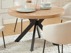 Mesa De Jantar Extensivel 4 A 8 Lugares Em Mdf E Aco Natural E Preto - Komoni
