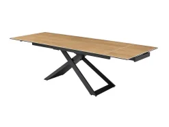 Mesa De Jantar Extensivel 6 A 10 Lugares Em Ceramica, Vidro Temperado E Metal Natural Claro E Preto - Xerena De Pascal Morabito