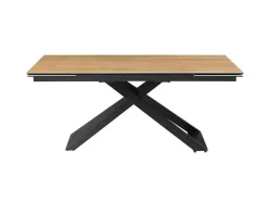 Mesa De Jantar Extensivel 6 A 10 Lugares Em Ceramica, Vidro Temperado E Metal Natural Claro E Preto - Xerena De Pascal Morabito