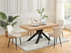 Mesa De Jantar Extensivel 6 A 10 Lugares Em Mdf E Metal Natural E Preto - Catonav