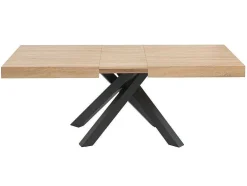 Mesa De Jantar Extensivel 6 A 10 Lugares Em Mdf E Metal Natural E Preto - Catonav