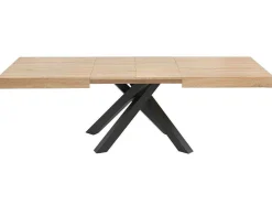 Mesa De Jantar Extensivel 6 A 10 Lugares Em Mdf E Metal Natural E Preto - Catonav