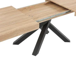 Mesa De Jantar Extensivel 6 A 10 Lugares Em Mdf E Metal Natural E Preto - Catonav