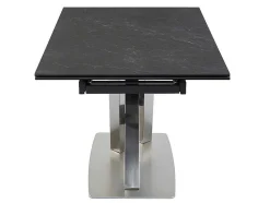 Mesa De Jantar Extensivel 6 A 8 Lugares Em Ceramica E Metal Efeito Marmore Preto - Thylia