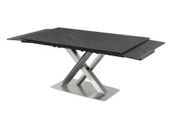 Mesa De Jantar Extensivel 6 A 8 Lugares Em Ceramica E Metal Efeito Marmore Preto - Thylia