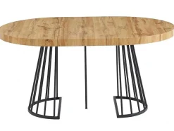 Mesa De Jantar Extensivel De 2 A 12 Lugares Em Mdf E Aco Natural E Preto - Firela