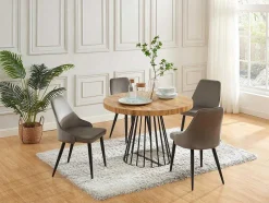 Mesa De Jantar Extensivel De 2 A 12 Lugares Em Mdf E Aco Natural E Preto - Firela