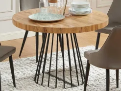 Mesa De Jantar Extensivel De 2 A 12 Lugares Em Mdf E Aco Natural E Preto - Firela