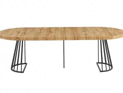 Mesa De Jantar Extensivel De 2 A 12 Lugares Em Mdf E Aco Natural E Preto - Firela