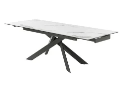 Mesa De Jantar Extensivel De 6 A 10 Lugares Em Ceramica E Metal Efeito Marmore Branco E Antracite - Corema De Pascal Morabito