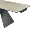 Mesa De Jantar Extensivel De 6 A 10 Lugares Em Ceramica, Vidro Temperado E Metal Natural Claro E Preto - Suniva