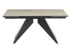 Mesa De Jantar Extensivel De 6 A 10 Lugares Em Ceramica, Vidro Temperado E Metal Natural Claro E Preto - Suniva
