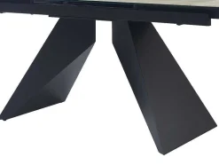 Mesa De Jantar Extensivel De 6 A 10 Lugares Em Ceramica, Vidro Temperado E Metal Natural Claro E Preto - Suniva