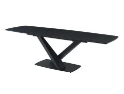 Mesa De Jantar Extensivel De 6 A 10 Lugares Em Vidro Temperado, Ceramica E Metal, Efeito Marmore Preto - Malata De Pascal Morabito