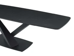 Mesa De Jantar Extensivel De 6 A 10 Lugares Em Vidro Temperado, Ceramica E Metal, Efeito Marmore Preto - Malata De Pascal Morabito