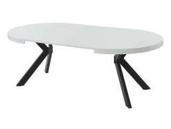 Mesa De Jantar Extensivel De 4 A 8 Lugares Em Mdf E Aco Lacado A Branco E Preto - Komoni