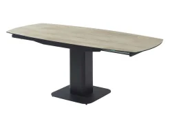 Mesa De Jantar Extensivel De 4 A 8 Lugares Em Ceramica, Vidro Temperado, Metal E Mdf, Natural Claro E Preto - Taloza