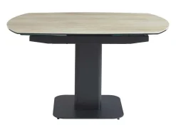 Mesa De Jantar Extensivel De 4 A 8 Lugares Em Ceramica, Vidro Temperado, Metal E Mdf, Natural Claro E Preto - Taloza