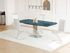 Mesa De Jantar Extensivel Talicia - Vidro Temperado E Metal - 6 A 8 Lugares - Cinzento