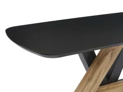Mesa De Jantar 8 Lugares Em Mdf Preto E Natural Claro - Banemia