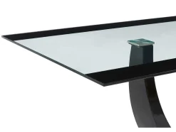 Mesa De Jantar - 8 Lugares - Mdf E Vidro Temperado - Preta - Mezzo