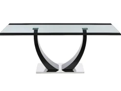 Mesa De Jantar - 8 Lugares - Mdf E Vidro Temperado - Preta - Mezzo