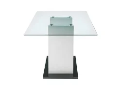 Mesa De Jantar Samira - 6 Lugares - Vidro Temperado E Mdf Lacado A Branco