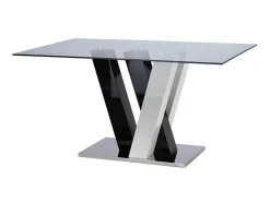 Mesa De Jantar Winch - 6 Lugares - Mdf E Vidro Temperado - Preto E Branco
