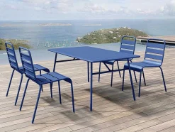 Mesa De Jardim C. 160 Cm Em Metal Azul-Escuro - Mirmande