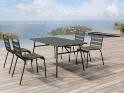 Mesa De Jardim C. 160 Cm Em Metal Cinzento-Escuro - Mirmande