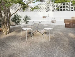 Mesa De Jardim D.120 Cm Metal Estilo Ferro Forjado Branco - Guermantes De Mylia