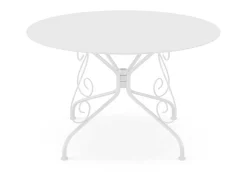 Mesa De Jardim D.120 Cm Metal Estilo Ferro Forjado Branco - Guermantes De Mylia