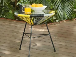 Mesa De Jardim De Fibra De Resina Entrancada - Amarelo, Cinzento, Preto - Alios