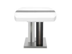 Mesa De Refeicoes Extensivel Noami Ii - 6 A 8 Lugares - Mdf Lacado Cinzento E Branco