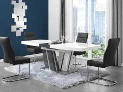 Mesa De Refeicoes Extensivel Noami Ii - 6 A 8 Lugares - Mdf Lacado Cinzento E Branco