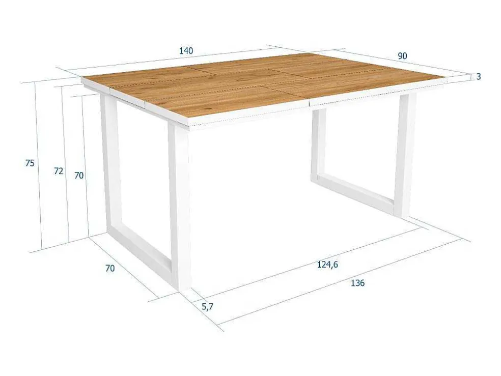 Mesa De Sala De Jantar, 6 Péssoas, 140, Robusto E Estavel Gracas A Sua Estrutura E Pernas Solidas, Oak E Branca, Industrial