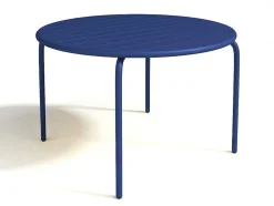 Mesa Redonda De Jardim D. 110 Cm Em Metal Azul-Escuro - Mirmande