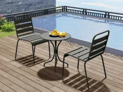 Mesa Redonda De Jardim D. 60 Cm Em Metal Cinzento-Escuro - Mirmande