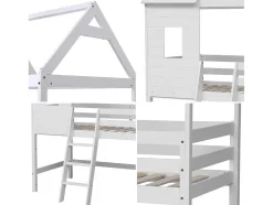 Mezzanine Cama Para Crianças 190X90Cm Margot Branco