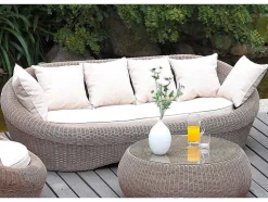 Mobiliário De Jardim Em Resina Entrancada Caramel: Sofá, 2 Cadeiroes E Mesa De Centro - Whiteheaven