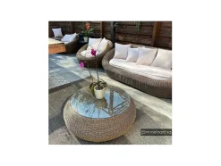 Mobiliário De Jardim Em Resina Entrancada Caramel: Sofá, 2 Cadeiroes E Mesa De Centro - Whiteheaven