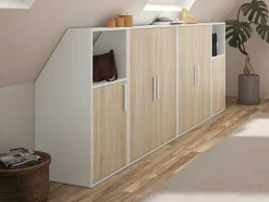 Móvel Com Inclinacao 6 Portas E 2 Nichos Branco E Natural - Adezio