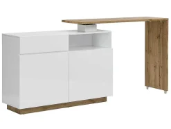 Móvel De Bar Giratorio Com 2 Portas, 1 Gaveta E 1 Nicho Em Mdf Lacado A Branco E Carvalho - Eldir
