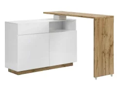 Móvel De Bar Giratorio Com 2 Portas, 1 Gaveta E 1 Nicho Em Mdf Lacado A Branco E Carvalho - Eldir