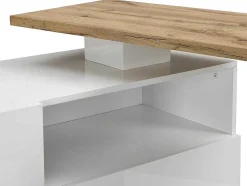 Móvel De Bar Giratorio Com 2 Portas, 1 Gaveta E 1 Nicho Em Mdf Lacado A Branco E Carvalho - Eldir