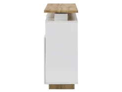 Móvel De Bar Giratorio Com 2 Portas, 1 Gaveta E 1 Nicho Em Mdf Lacado A Branco E Carvalho - Eldir