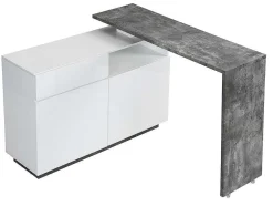 Móvel De Bar Giratorio Com 2 Portas, 1 Gaveta E 1 Nicho Em Mdf Lacado A Branco E Cinza Cimento - Eldir